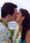 Kissing Hawaii Wedding Couple Photo